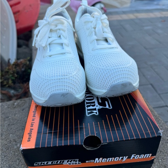 Skechers Womens Composite Toe White Slip Resistant Lace-Up Shoe 108072 Size 7 - Picture 8 of 8